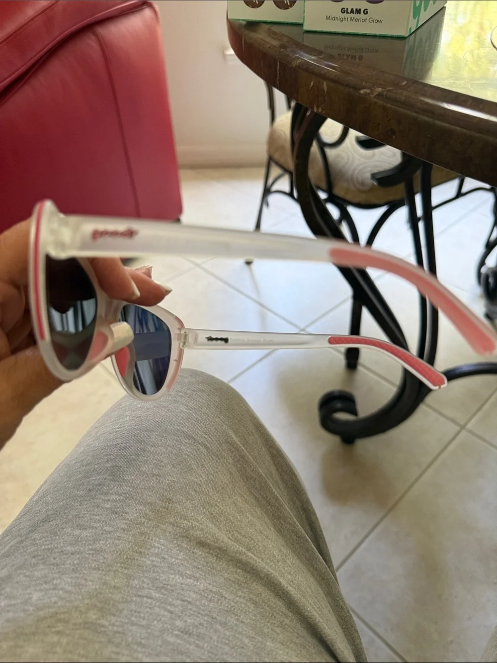 Goodr Opaque Matte White with Pink Accents Cat-Eye Sunglasses